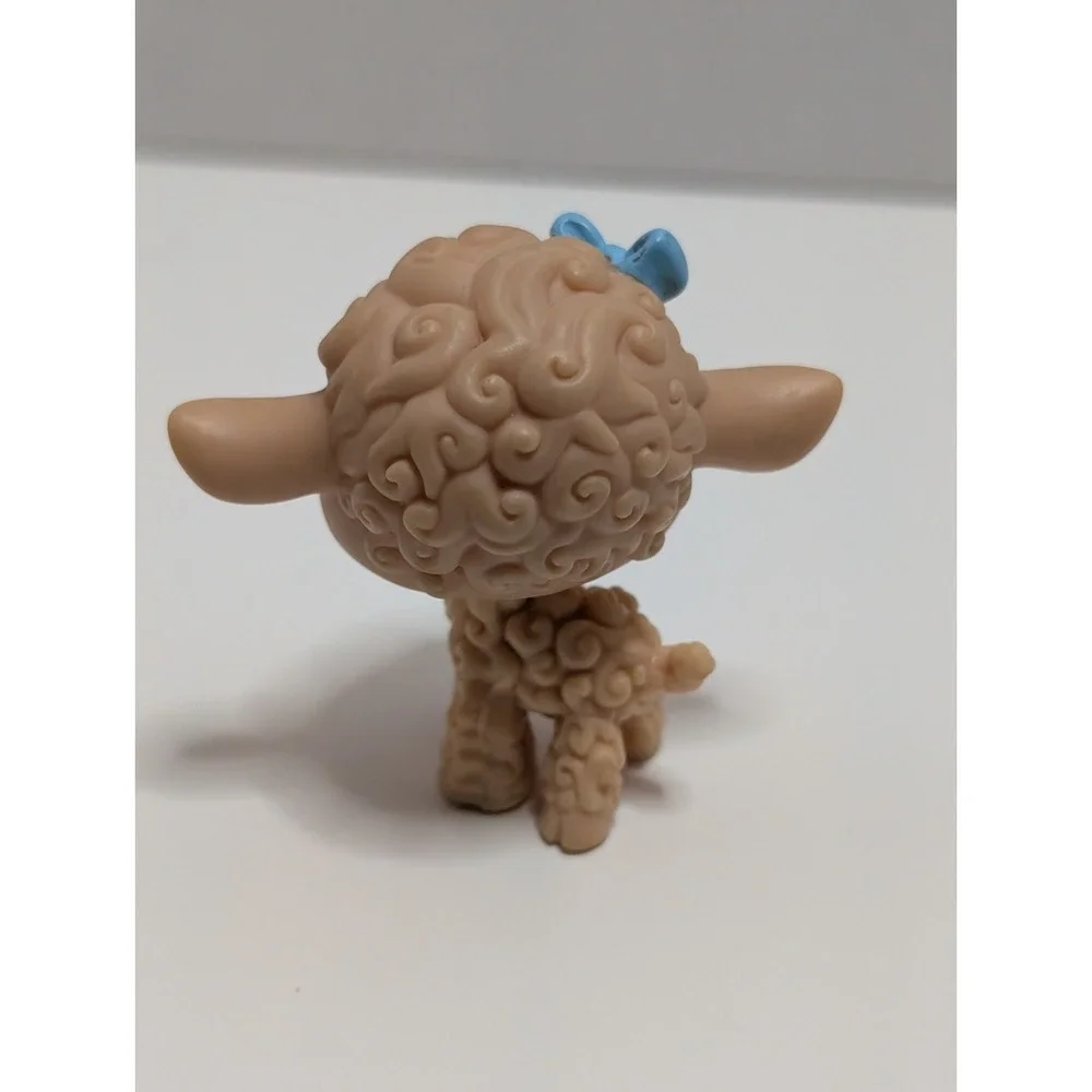 LPS LITTLEST PET SHOP #447 PEACH LAMB BLUE EYES‎ BLUE BOW Authentic